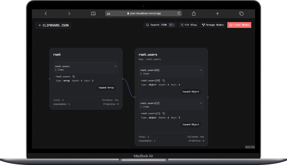 JSON Visualizer Laptop View